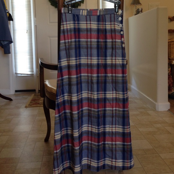 Talbots long plaid skirt