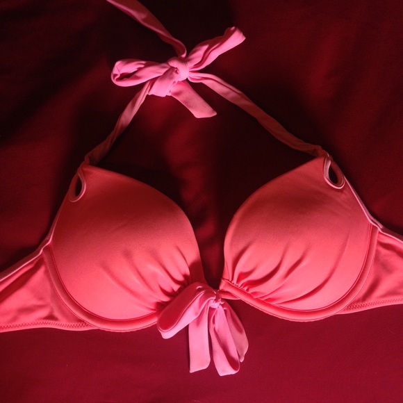 Gorgeous coral and pink push up bikini top