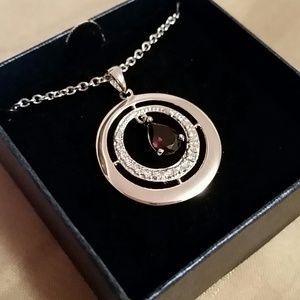 Silver Necklace With Purple Gem