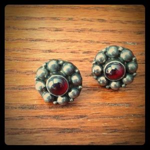 Antiqued Silver Stud Earrings