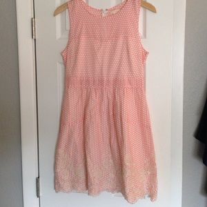 Coral and white polka dot dress