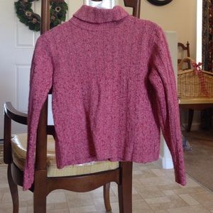 Lands End pink SILK/cotton turtleneck sweater