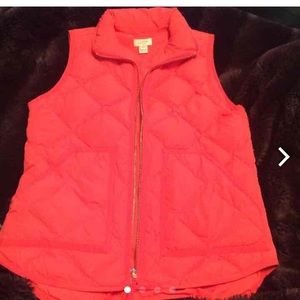 Coral/ Pink J. Crew puffer down filled vest XXS