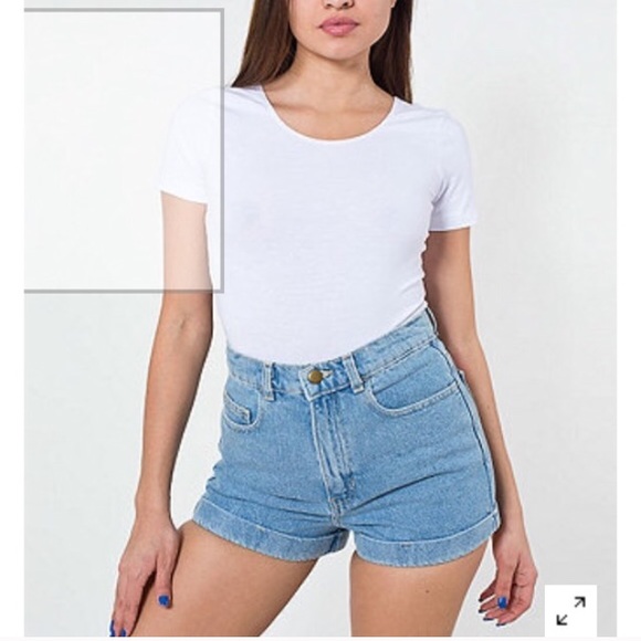 American Apparel light wash High Waisted Shorts