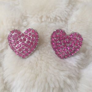 Betsy Johnson Pink Rhinestone Heart Earrings