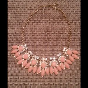 Peach sparkly statement necklace, gold detail!