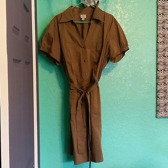 Button-up, belted shift dress