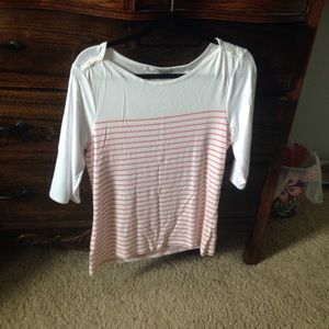 3/4 length tee with pink stripes