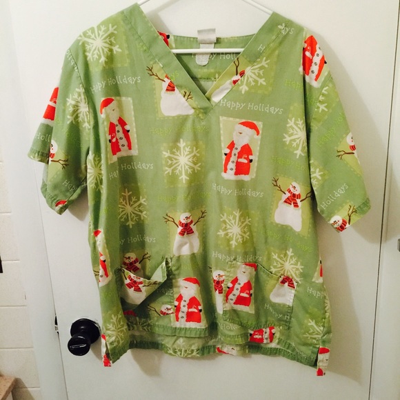Christmas scrub top