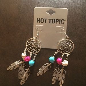 Dream catcher earrings with skulls