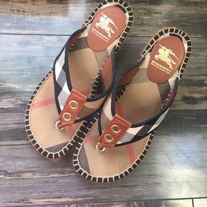 UK sz. 38 Burberry Wedge Espadrille Sandal