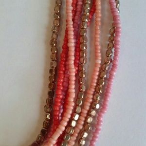 J.Crew beaded pink, gold necklace