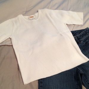 Talbots petite white knit top
