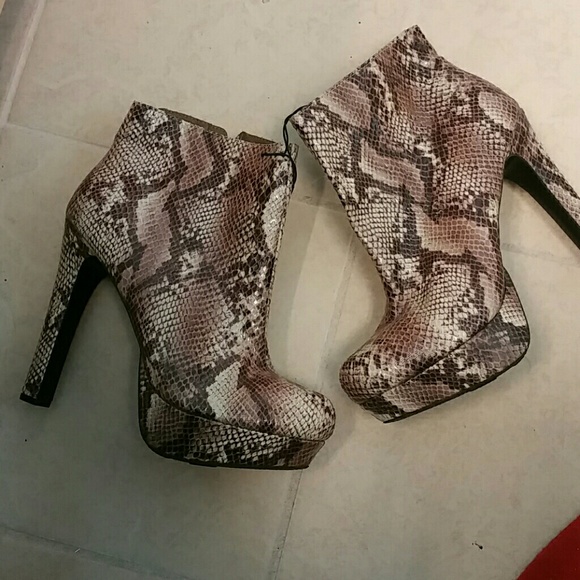 Feux snake skin platform booties