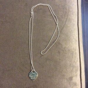Long silver Tiffany & Co heart necklace