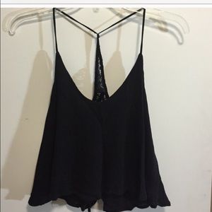 never worn black crop top with lace detail on back