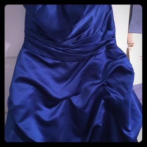 Royal blue David's Bridal formal dress.