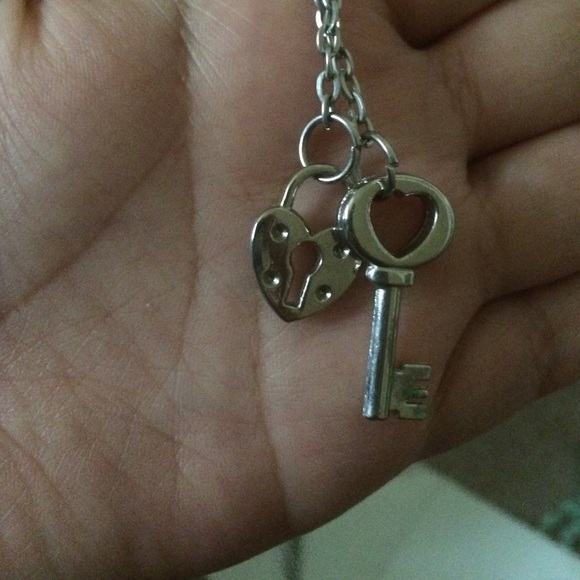Lock and key silver necklace