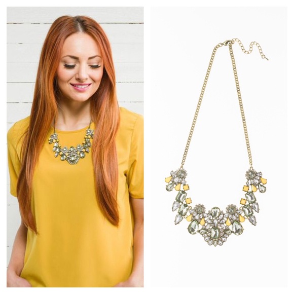 Yellow/Clear Rhinestone Necklace