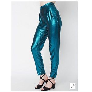NWOT American Apparel Shiny Teal Pants Medium