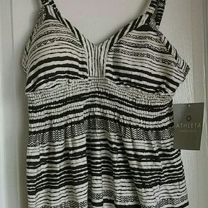 Athleta brand brown and cream pattern dress
