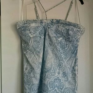 American Eagle baby blue and white patterned tank