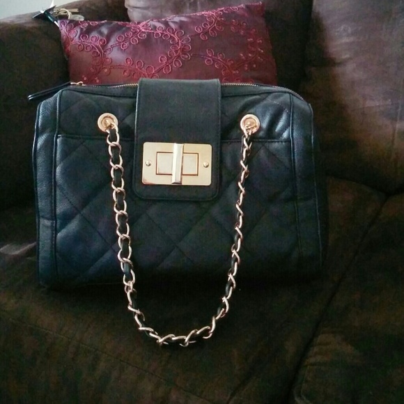 Black with gold detail handbag
