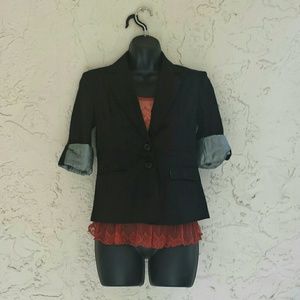 *SOLD* Black Blazer with Striped Lining