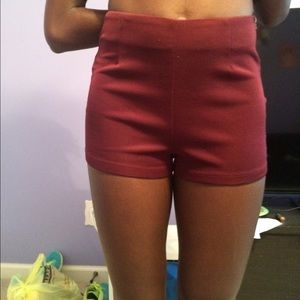 red shorts with zipper on the side