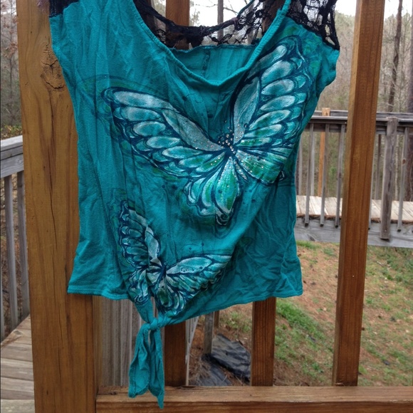 Blue butterfly shirt