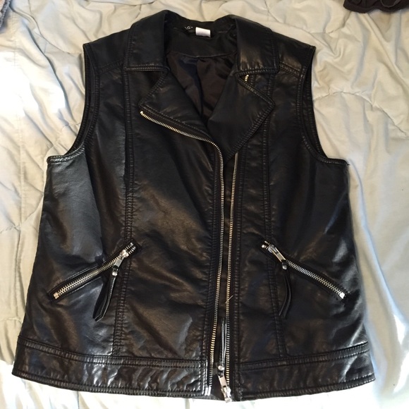 SOLD!!H and M black leather vest
