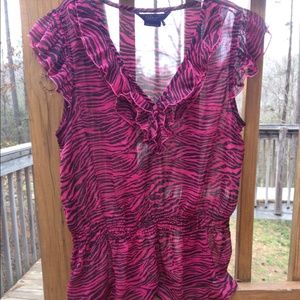 Pink zebra see threw shirt