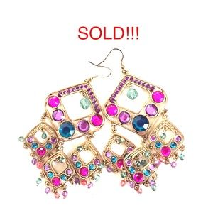 Jewel colored statement earrings