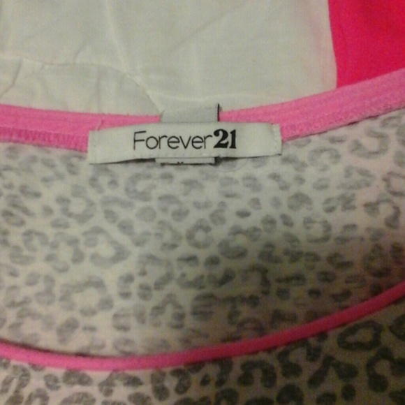Forever 21 grey and neon pink cheetah tank - Picture 1 of 2
