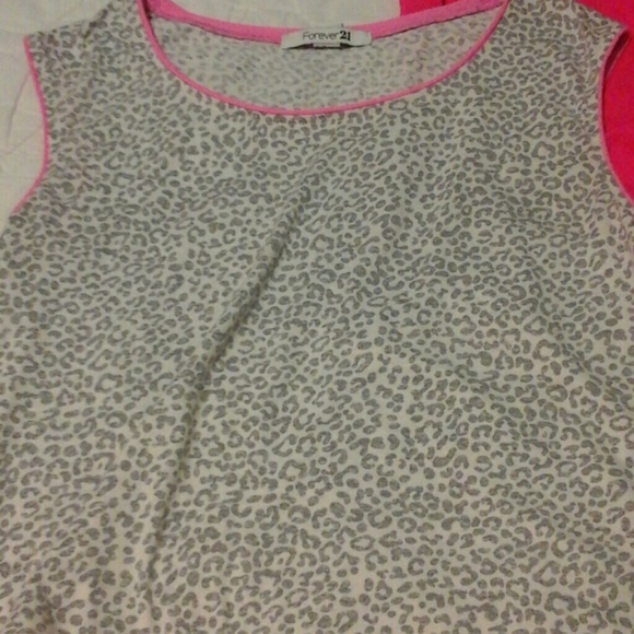 Forever 21 grey and neon pink cheetah tank - Picture 2 of 2