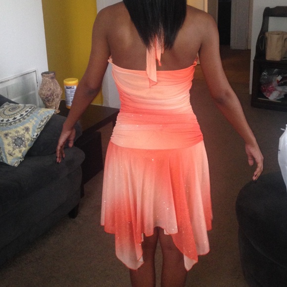 Orange Sparkle Halter Tie Dress - Picture 3 of 3