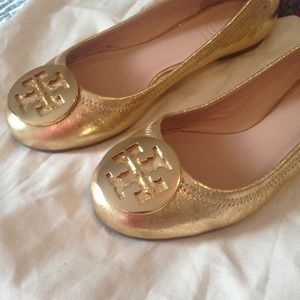 Tory Burch Gold Reva Flats NEW