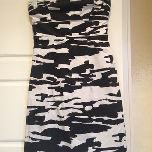 Strapless black and white summer dress