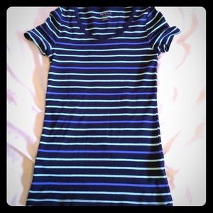Striped Ribbedneck tee shirt