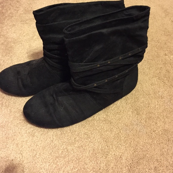 Soft black ankle high boots