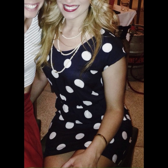 BANANA REPUBLIC Navy w/ Polka Dots Summer Dress