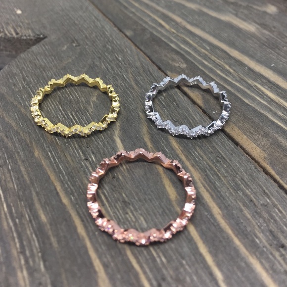 Sterling Silver Three Tones Cubic Zirconia Ring - Picture 5 of 7