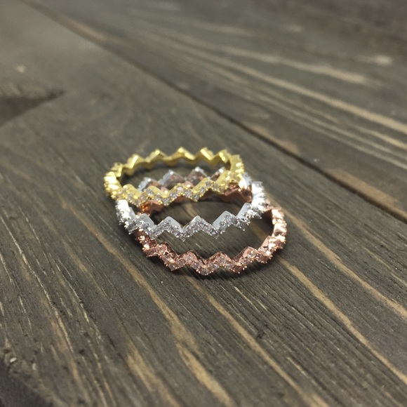 Sterling Silver Three Tones Cubic Zirconia Ring - Picture 6 of 7