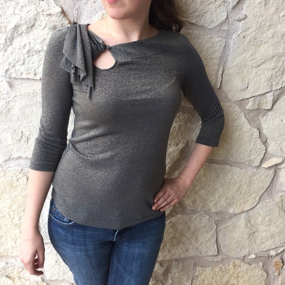 Blue-Gray and Gold Deletta Top - Picture 1 of 3