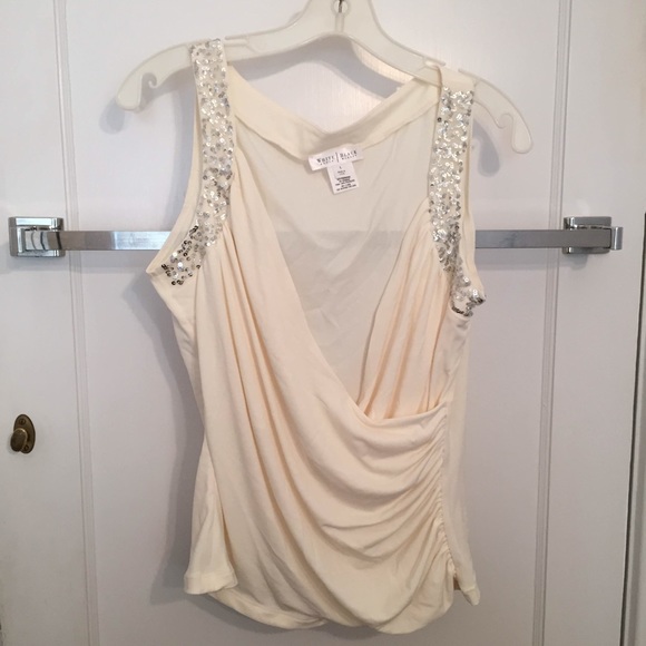 White House Black Market Deep-V Faux Wrap Top