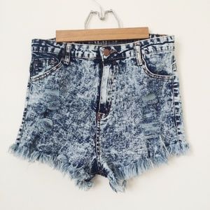 Acid Wash Denim Shorts