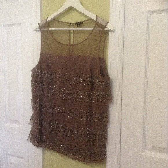 AnnTaylor elegant shell with silver sequined.