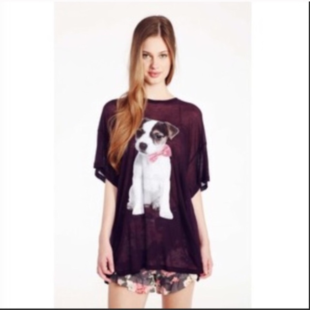 ❤️Wildfox  Baby Russell Wrecked Crew Neck Tee