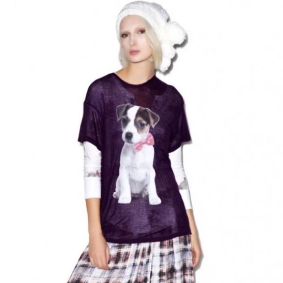 β€οΈWildfox  Baby Russell Wrecked Crew Neck Tee - Picture 2 of 4