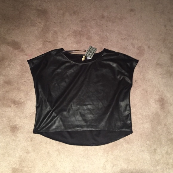 Leather looking crop top